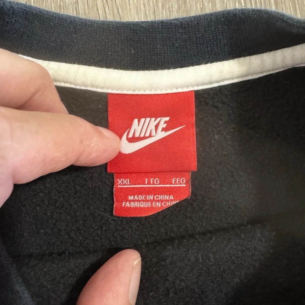 Vintage‎ Y2K Nike Black Big Swoosh Pullover Fleece Sweatshirt Size XXL - Picture 3 of 7